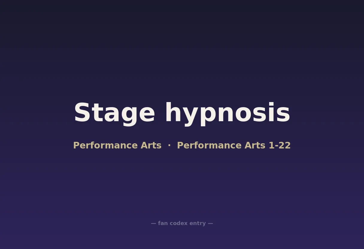 Stage hypnosis